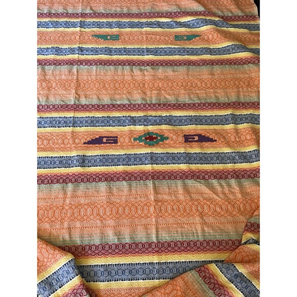 Vintage Native American Blanket Or Rug  Orange - Picture 2 of 3